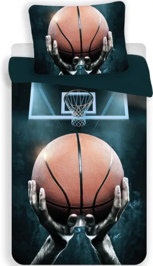 Sport dekbedovertrek Basketbal 140 x 200 cm - Multicolor - 140 x 200 cm - 100% katoen
