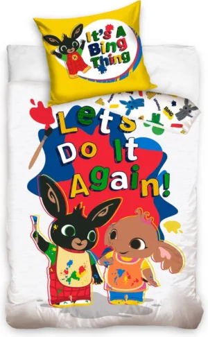 Bing dekbedovertrek Let's do it again 140 x 200 cm - Blauw - 140 x 200 cm - 100% katoen