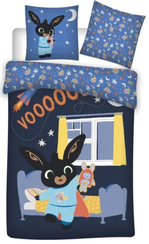 Bing dekbedovertrek 140 x 200 cm - Blauw - 140 x 200 cm - 100% katoen