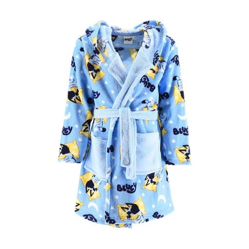 Bluey badjas - Blauw - 3 jaar / 98 cm, 4 jaar / 104 cm, 5 jaar / 110 cm, 6 jaar / 116 cm - 100% Polyester