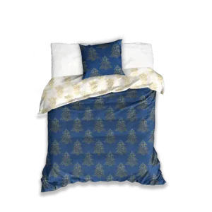 Carbotex dekbedovertrek kerstbomen blauw - Blauw - 140 x 200 cm - 100% katoen