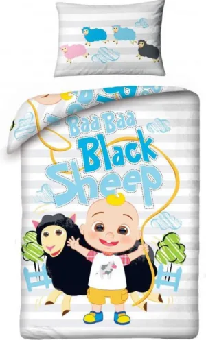 Cocomelon dekbedovertrek Baa Baa Black Sheep - Groen - 100 x 135 cm - 100% katoen