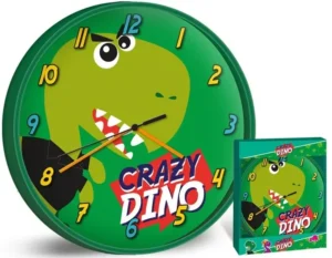 Crazy Dino klok 25 cm - Roze/Blauw