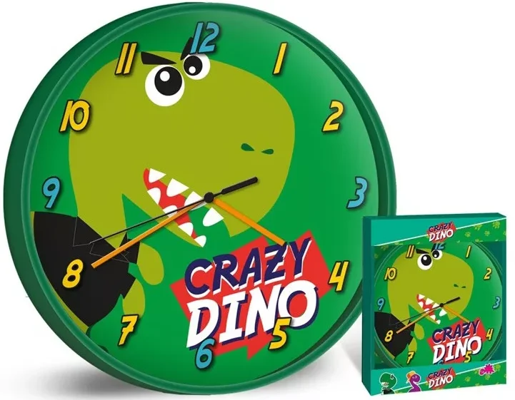 Crazy Dino klok 25 cm - Roze/Blauw