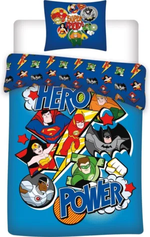 Superman dekbedovertrek Super Friends 140 x 200 cm - Zwart - 140 x 200 cm - 100% katoen