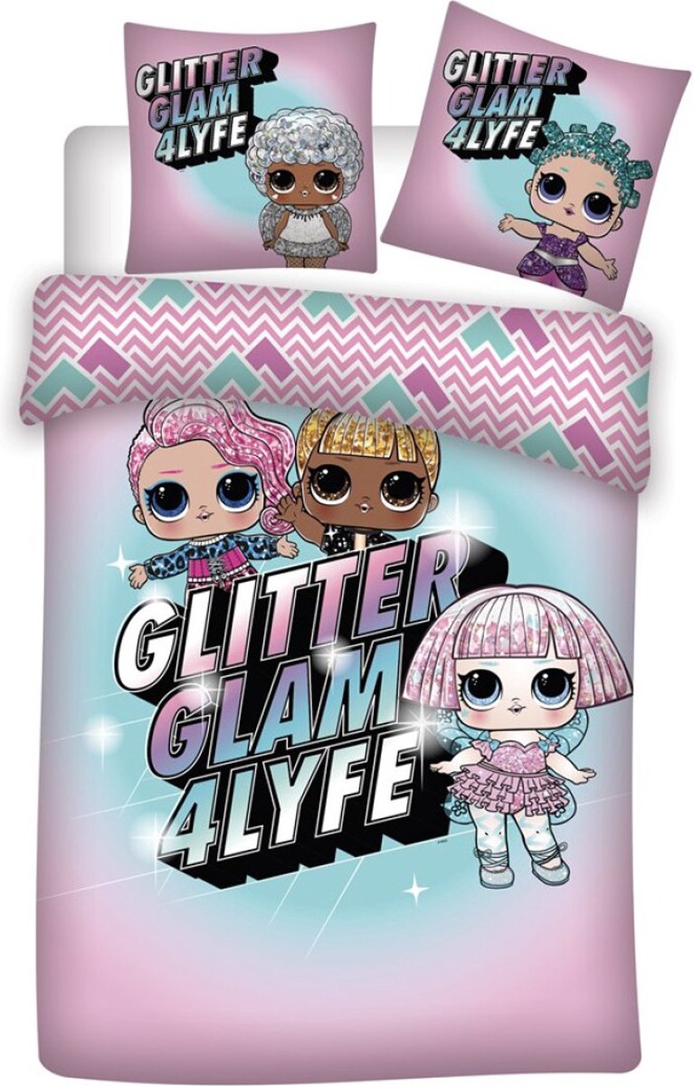 L.O.L Surprise dekbedovertrek Glitter Glam 4Life 140 x 200 cm - Roze - 140 x 200 cm - 100% katoen