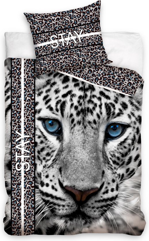 DREAMEE dekbedovertrek Sneeuw cheetah 140 X 200 cm - Wit - 140 x 200 cm - 100% katoen