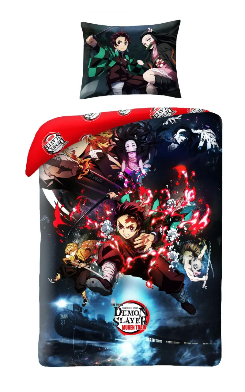 Demon Slayer dekbedovertrek 140 x 200 cm - Roze - 140 x 200 cm - 100% Polyester