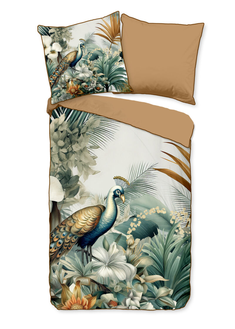 Descanso dekbedovertrek bladeren en vogels - Multicolor - 155 x 220 cm - 100% katoen/satijn
