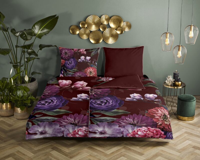 Bloemen overtrek van Descanso, 155 x 220 cm, kussensloop 80 x 80 cm - kussensloop 80 x 80 cm