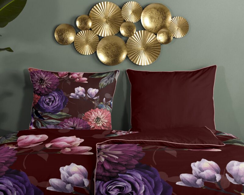 100% katoen/satijn dekbedset bloemen van Descanso in 155 x 220 cm - kussensloop 80 x 80 cm