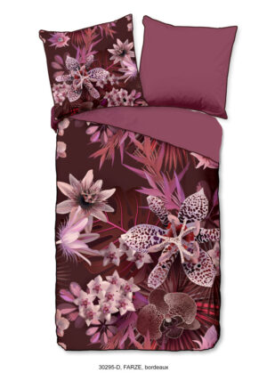 Descanso dekbedovertrek bloemen - Bordeaux - 200 x 200 cm - 100% katoen/satijn
