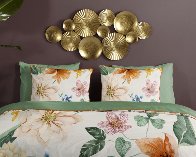 100% katoen/satijn dekbedset bloemen van Descanso in 140 x 200/220 cm - kussensloop 60 x 70 cm
