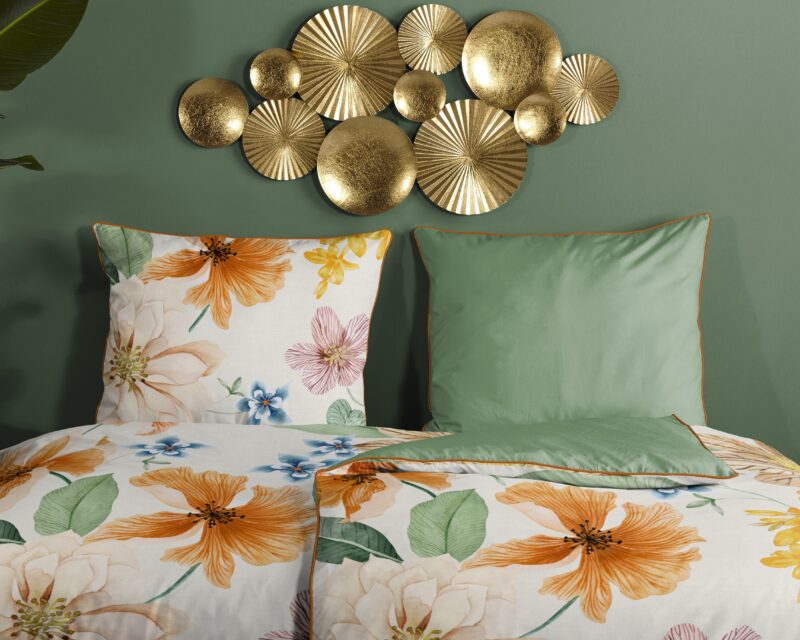 100% katoen/satijn dekbedset bloemen van Descanso in 155 x 220 cm