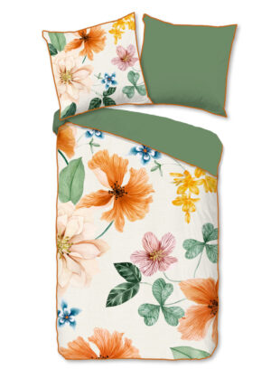 Descanso dekbedovertrek bloemen - Ecru - 200 x 200 cm - 100% katoen/satijn