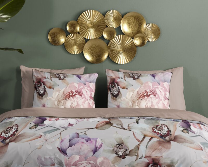 100% katoen/satijn dekbedset bloemen van Descanso in 140 x 200/220 cm - Grijs
