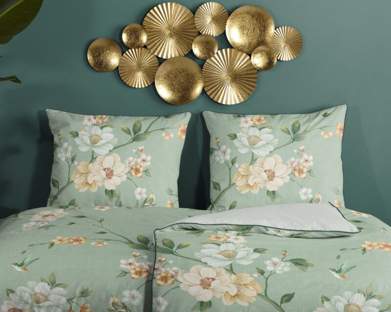 100% katoen/satijn dekbedset bloemen van Descanso in 135 x 200 cm - kussensloop 80 x 80 cm