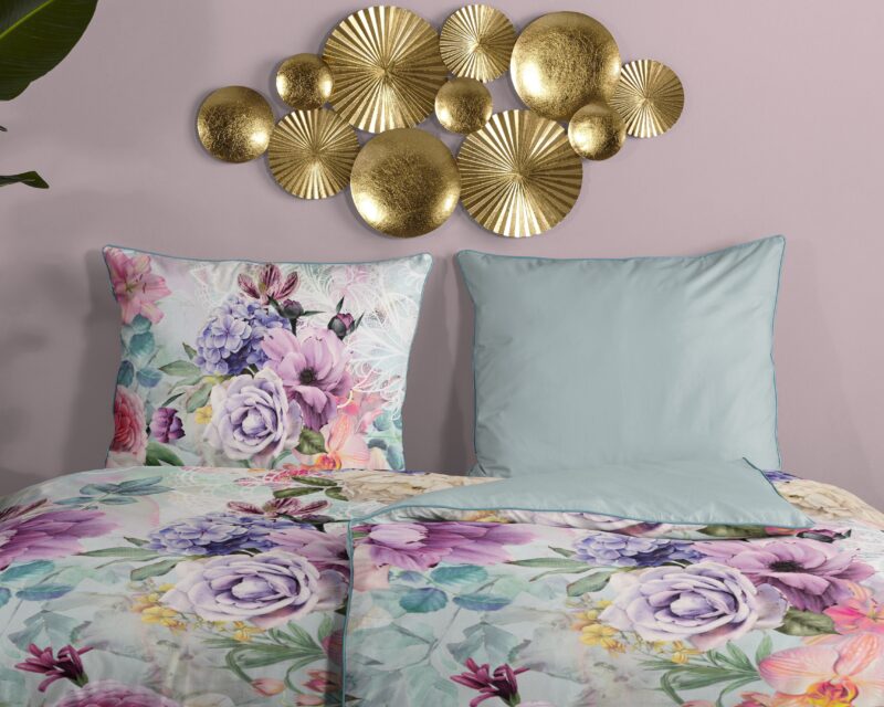 Multi Biologisch Multicolor - 100% katoen/satijn dekbedset bloemen van Descanso in 135 x 200 cm