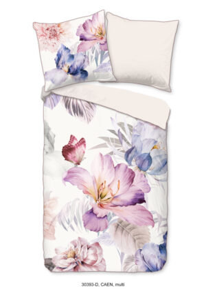 Descanso dekbedovertrek bloemen - Multicolor - 135 x 200 cm - 100% katoen/satijn - kussensloop 80 x 80 cm
