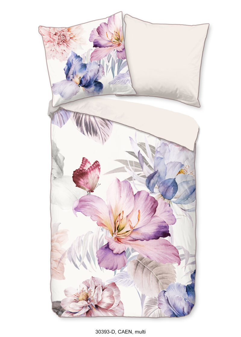 Descanso dekbedovertrek bloemen - Multicolor - 135 x 200 cm - 100% katoen/satijn - kussensloop 80 x 80 cm
