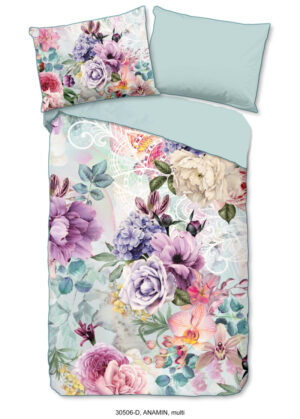 Descanso dekbedovertrek bloemen - Multicolor - 140 x 200 cm - 100% katoen/satijn - kussensloop 70 x 90 cm