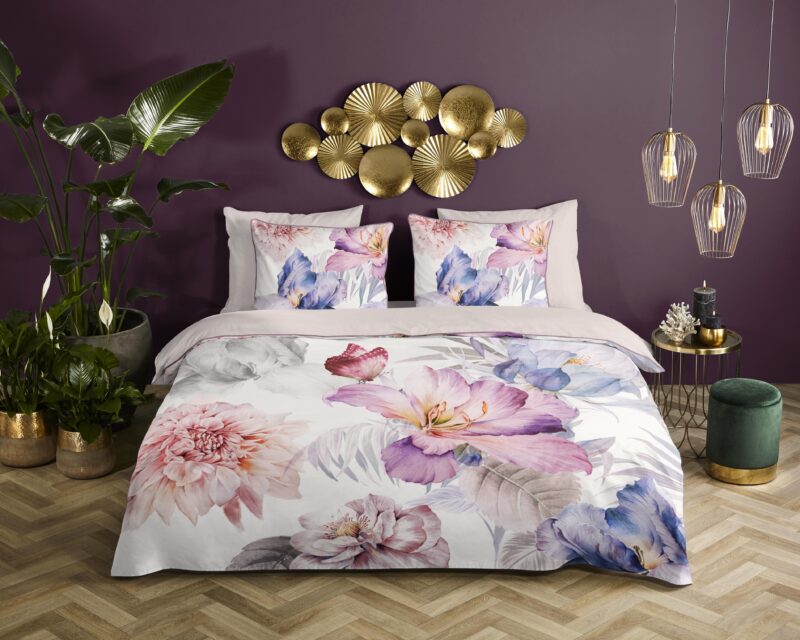 Bloemen overtrek van Descanso, 140 x 200/220 cm, kussensloop 60 x 70 cm - Multicolor