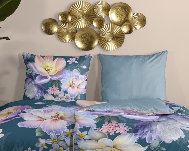 100% katoen/satijn dekbedset bloemen van Descanso in 135 x 200 cm
