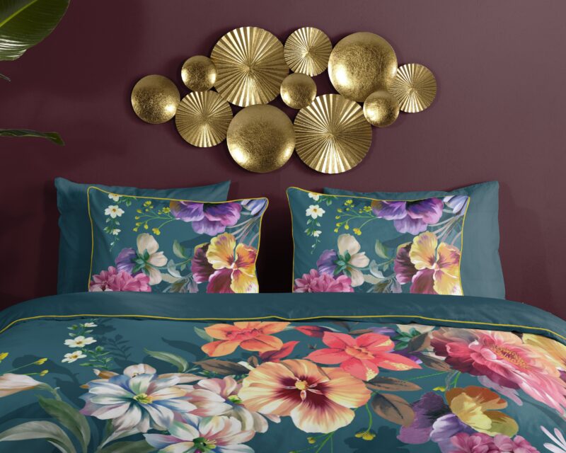 100% katoen/satijn dekbedset bloemen van Descanso in 200 x 200/220 cm