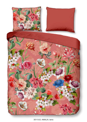 Descanso dekbedovertrek bloemen - Terra - 240 x 200/220 cm - 100% katoen/satijn