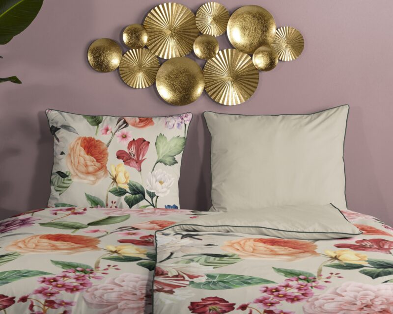 100% katoen/satijn dekbedset bloemen van Descanso in 140 x 200 cm