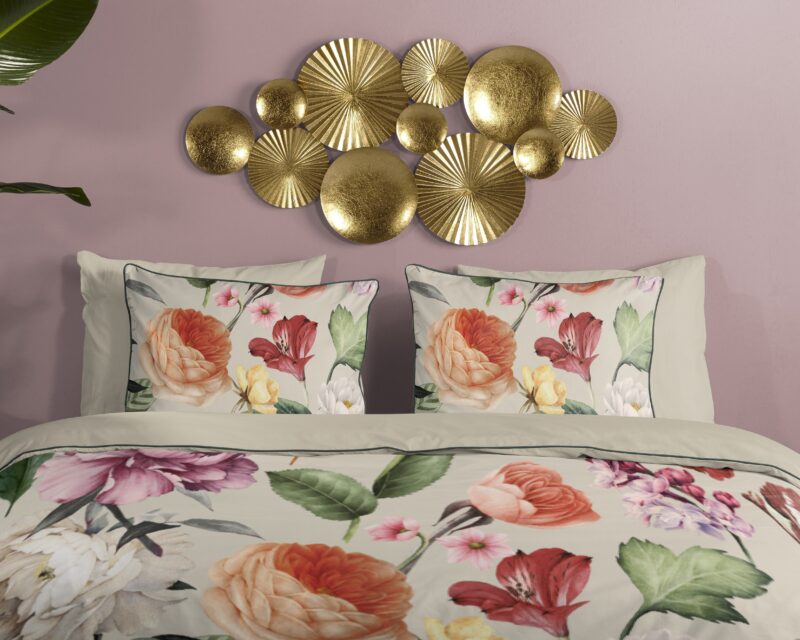 100% katoen/satijn dekbedset bloemen van Descanso in 200 x 200/220 cm - kussensloop 60 x 70 cm