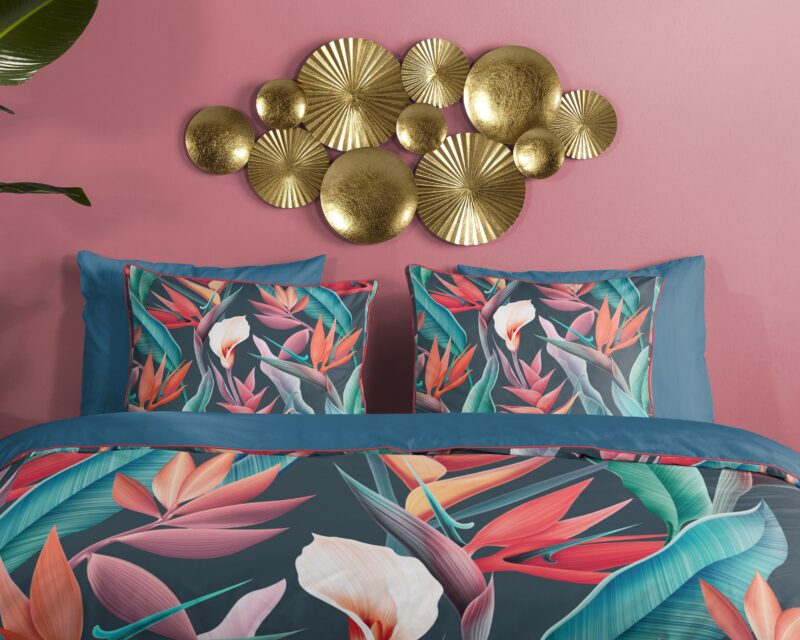 100% katoen/satijn dekbedset bloemen en bladeren van Descanso in 140 x 200/220 cm