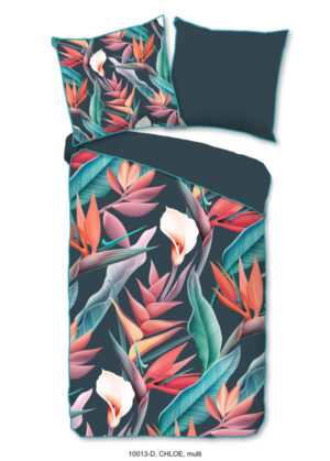 Descanso dekbedovertrek bloemen en bladeren - Multicolor - 200 x 200 cm - 100% katoen/satijn