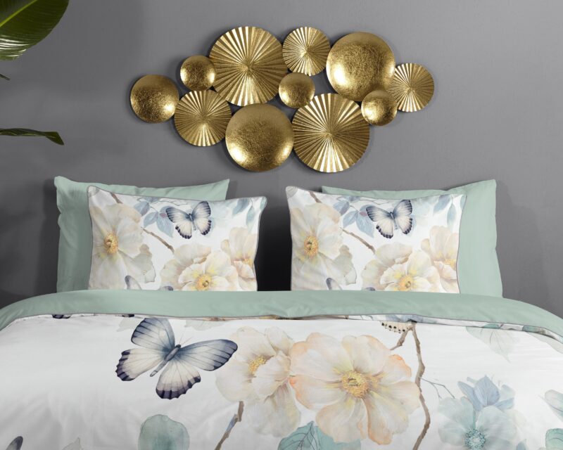 100% katoen/satijn dekbedset bloemen en vlinders van Descanso in 140 x 200/220 cm
