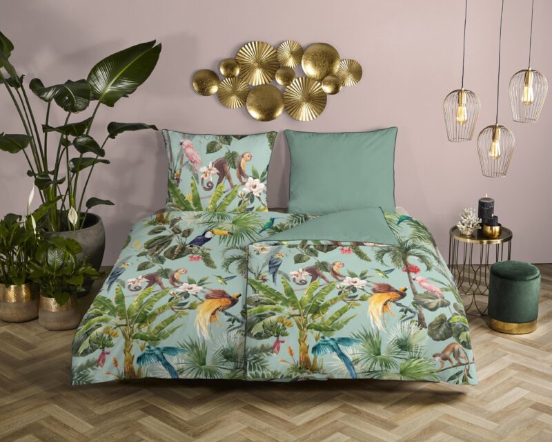 Dieren in de jungle overtrek van Descanso, 200 x 200 cm, kussensloop 80 x 80 cm