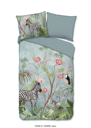 Descanso dekbedovertrek jungle - Aqua - 140 x 200/220 cm - 100% katoen/satijn
