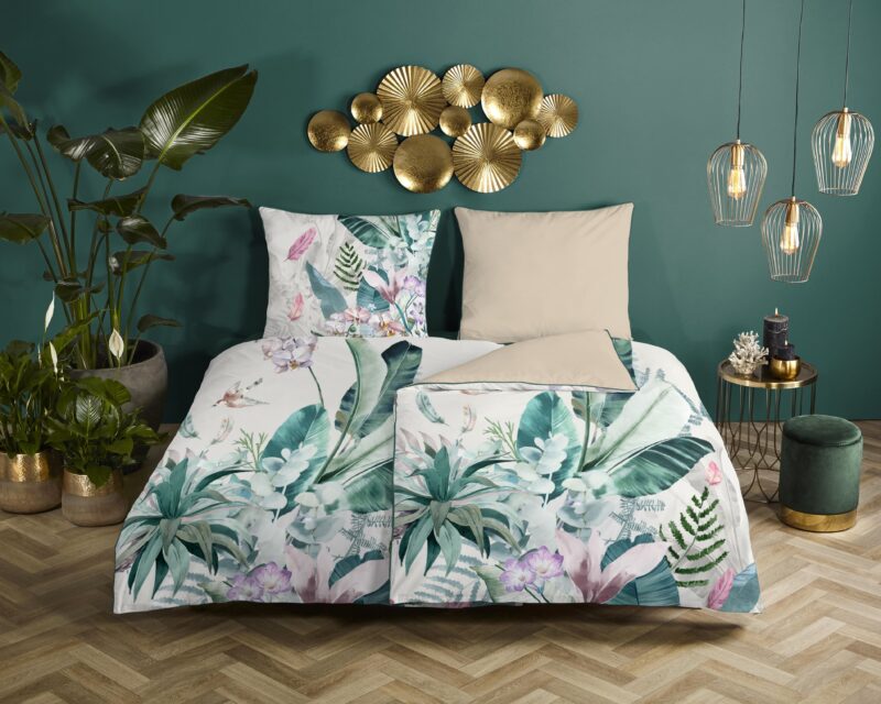 Jungleprint overtrek van Descanso, 135 x 200 cm, kussensloop 80 x 80 cm