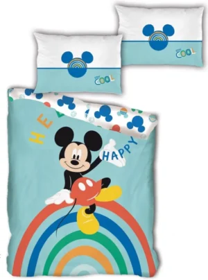 Disney Mickey Mouse dekbedovertrek Happy - Wit/Rood - 140 x 200 cm - 100% Polyester