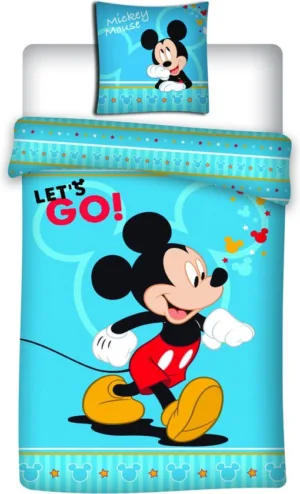 Disney Mickey Mouse dekbedovertrek Let's Go - Wit/Rood - 140 x 200 cm - 100% Polyester