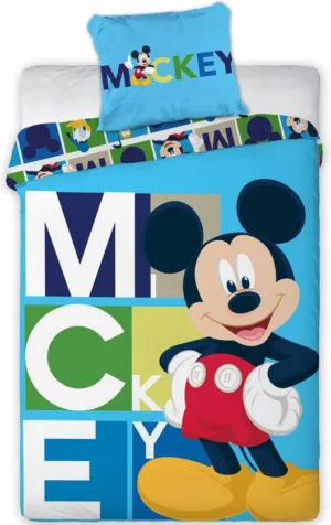 Disney Mickey Mouse dekbedovertrek Blocks - Wit/Rood - 140 x 200 cm - 100% Polyester