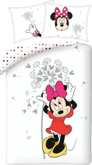 Disney Mickey Mouse dekbedovertrek Flower - Wit - 140 x 200 cm - 100% katoen