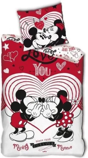 Disney Minnie Mouse dekbedovertrek Love You - Wit/Rood - 140 x 200 cm - 100% Polyester