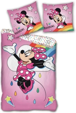 Disney Minnie Mouse dekbedovertrek Rainbows - Roze - 140 x 200 cm - 100% Polyester