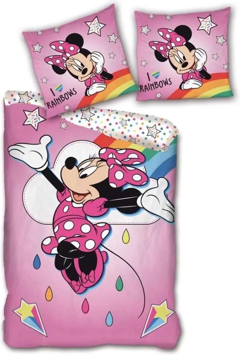 Disney Minnie Mouse dekbedovertrek Rainbows - Roze - 140 x 200 cm - 100% Polyester