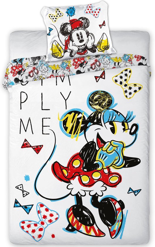 Disney Mickey Mouse dekbedovertrek Simply Me 140 x 200 cm - Wit - 140 x 200 cm - 100% katoen