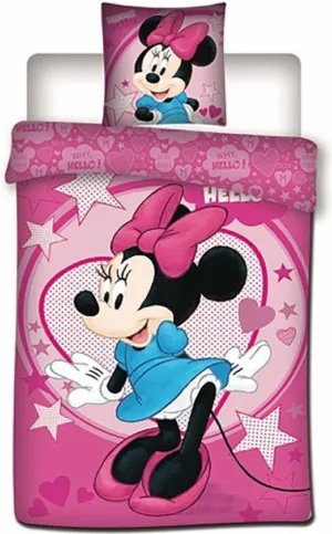 Disney Minnie Mouse dekbedovertrek Stars - Roze - 140 x 200 cm - 100% Polyester