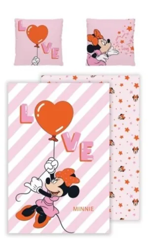 Disney Minnie Mouse dekbedovertrek Love Balloon 140 x 200 cm - Wit/Roze - 140 x 200 cm - 100% katoen