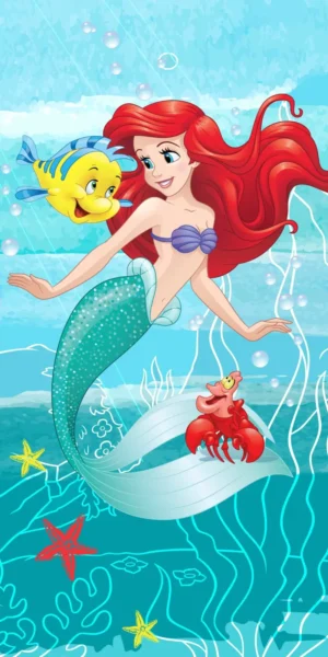 Disney De Kleine Zeemeermin strandlaken 70 x 140 cm - Multicolor - 70 x 140 cm - 100% katoen