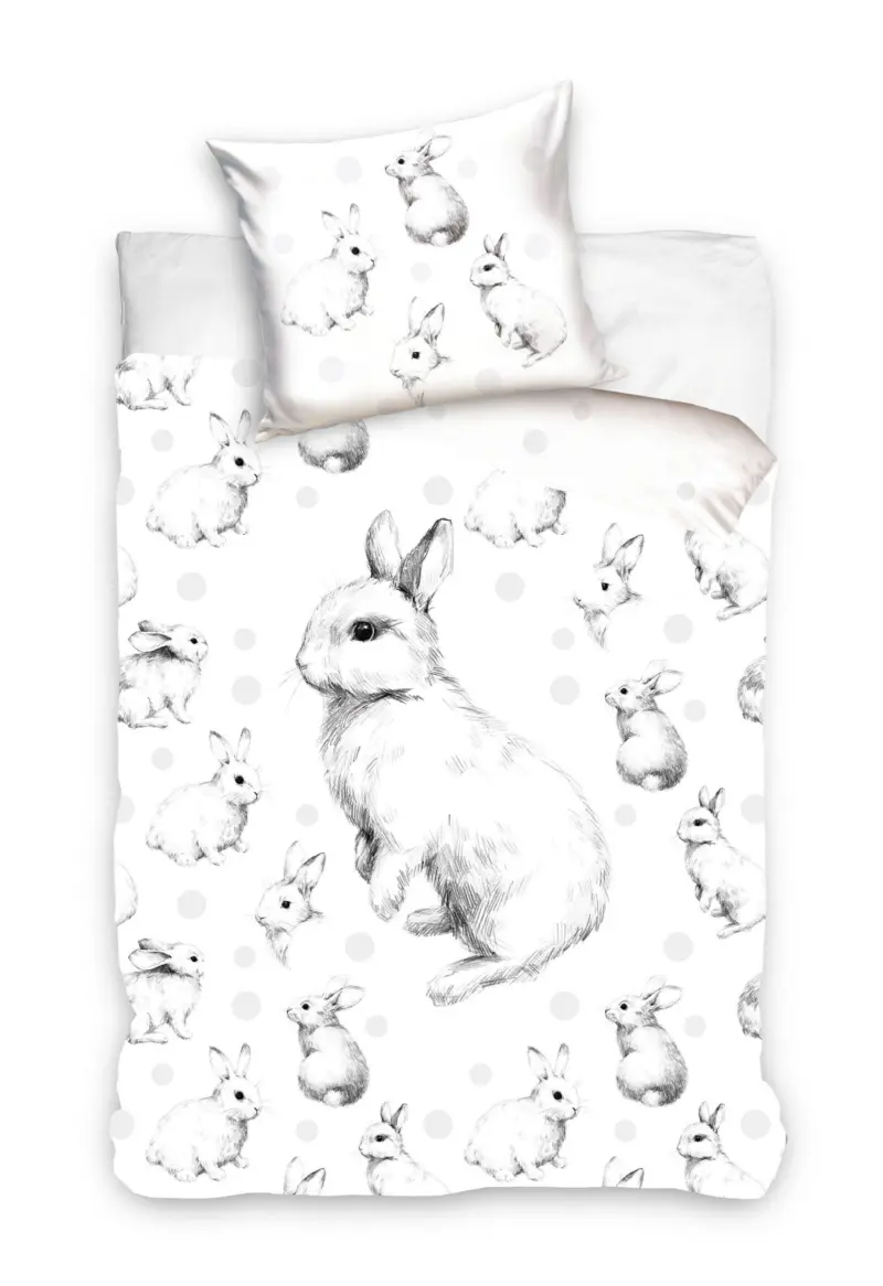 Animal Pictures dekbedovertrek Konijnen wit 140 x 200 cm 70 x 90 cm - Multicolor - 140 x 200 cm - 100% katoen
