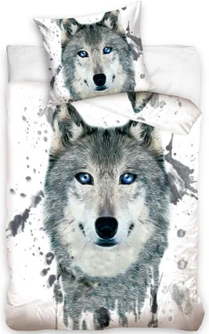 DREAMEE dekbedovertrek Wolf - Multicolor - 140 x 200 cm - Katoen